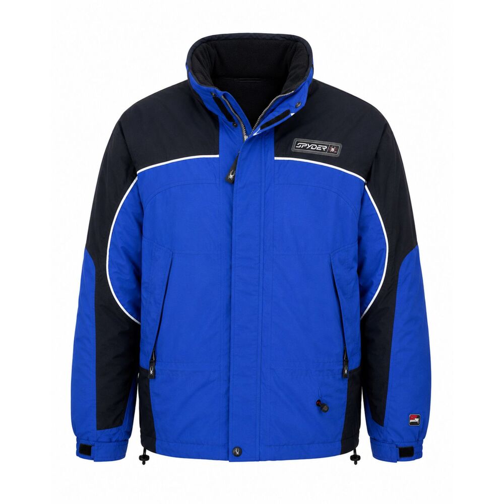 Spyder Blue Black Insulated Ski Snow Jacket Men's XXL Winter Coat